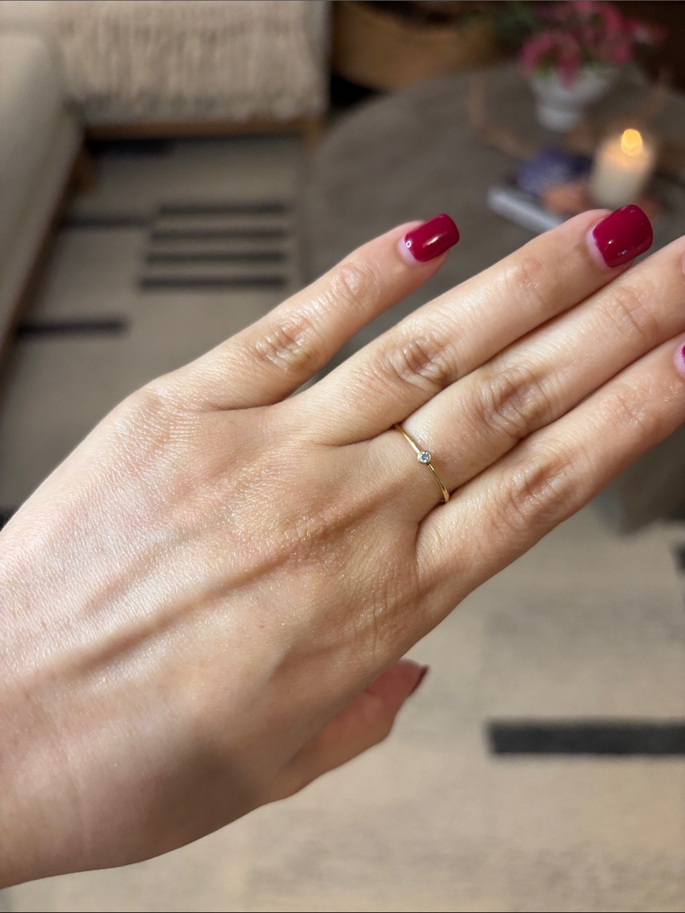 Women's Gold Plated Ring Clear Stone Slim